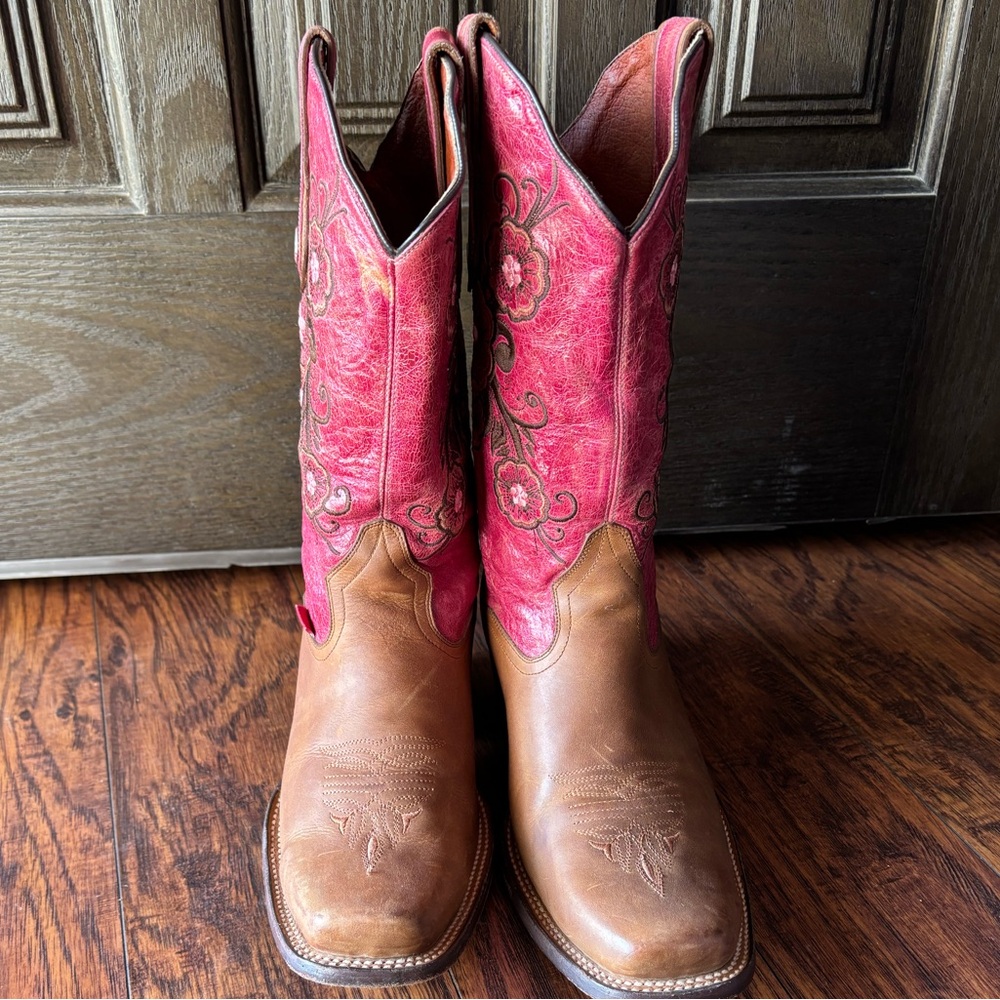 Brown and Pink Western Boots